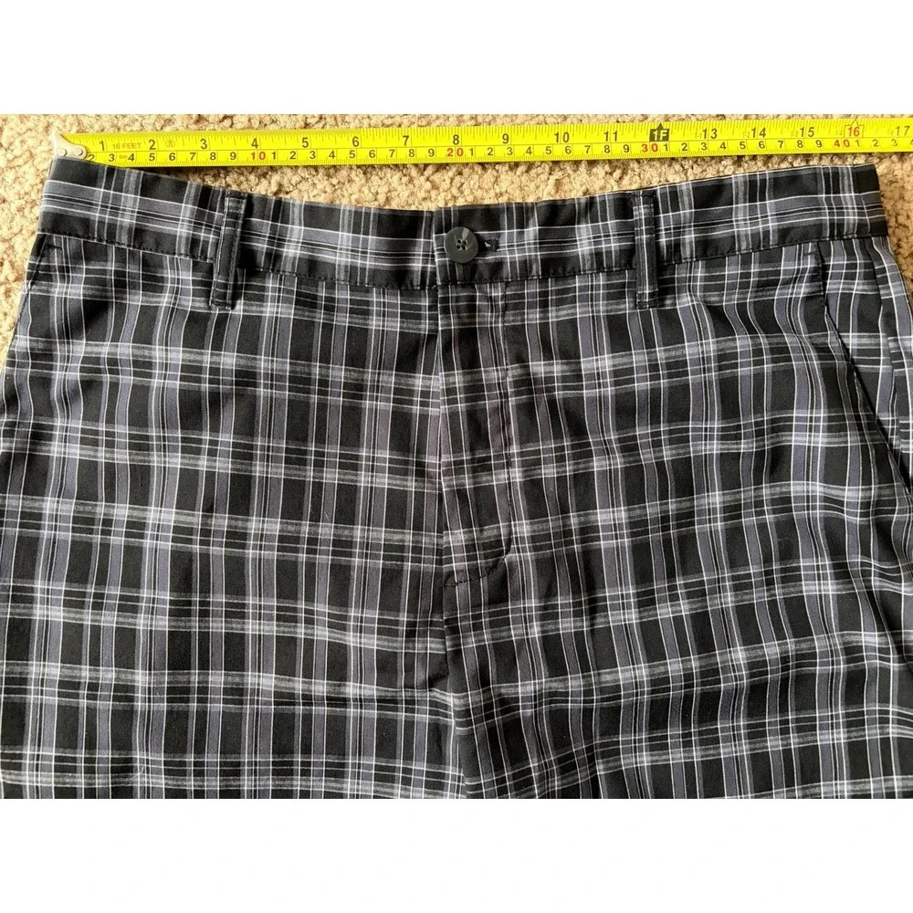 Adidas Golf Shorts Black Gray Plaid Embroidered Logo Men's Size 32 JBHS